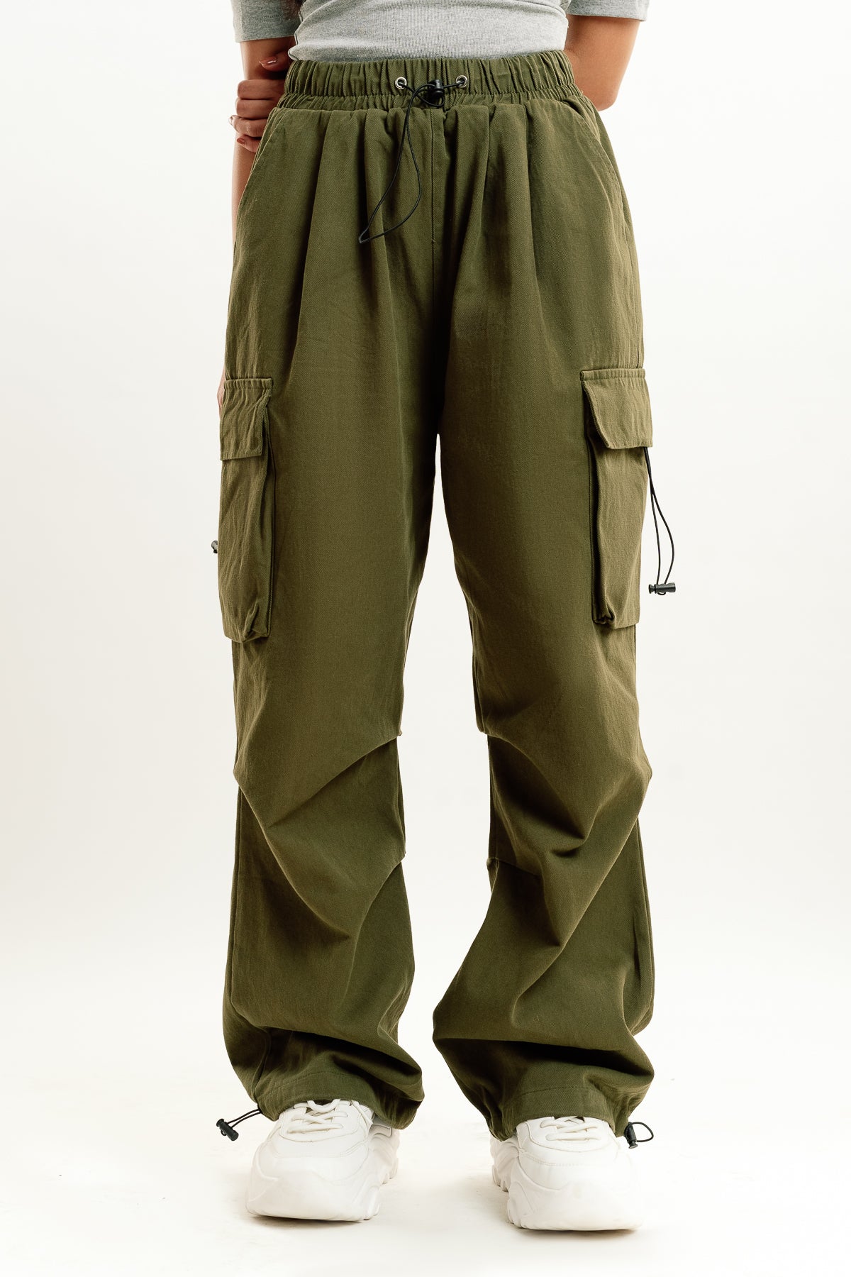 Buy Olive Green Cotton Flax Elasticated High-rise Cargo Pant, Pant With  Pockets, Women Cargo Pant, Customizable Pant Etsw Online in India - Etsy